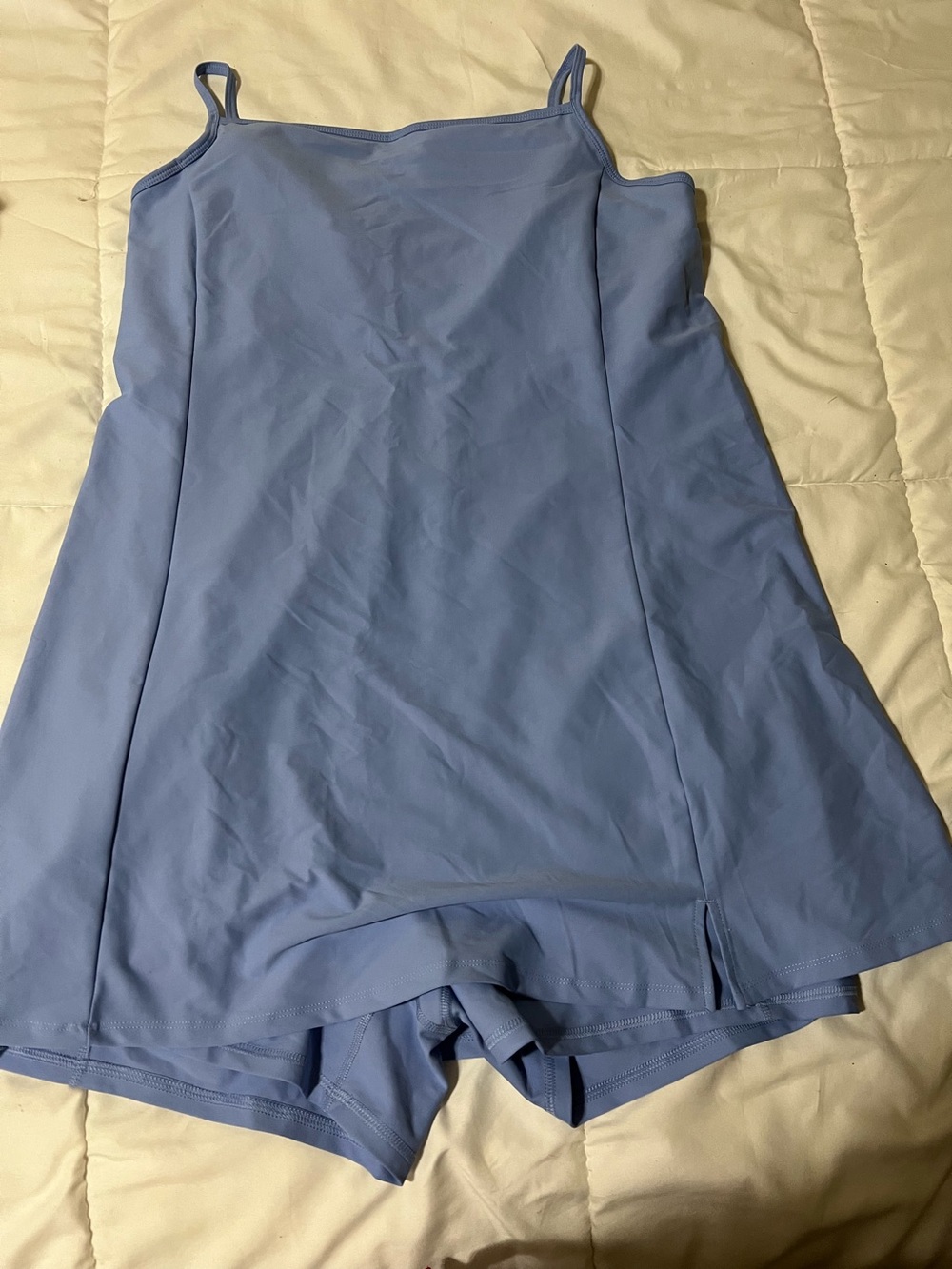 Periwinkle Spaghetti-Strap Romper with Built-In Shorts color azul size XL